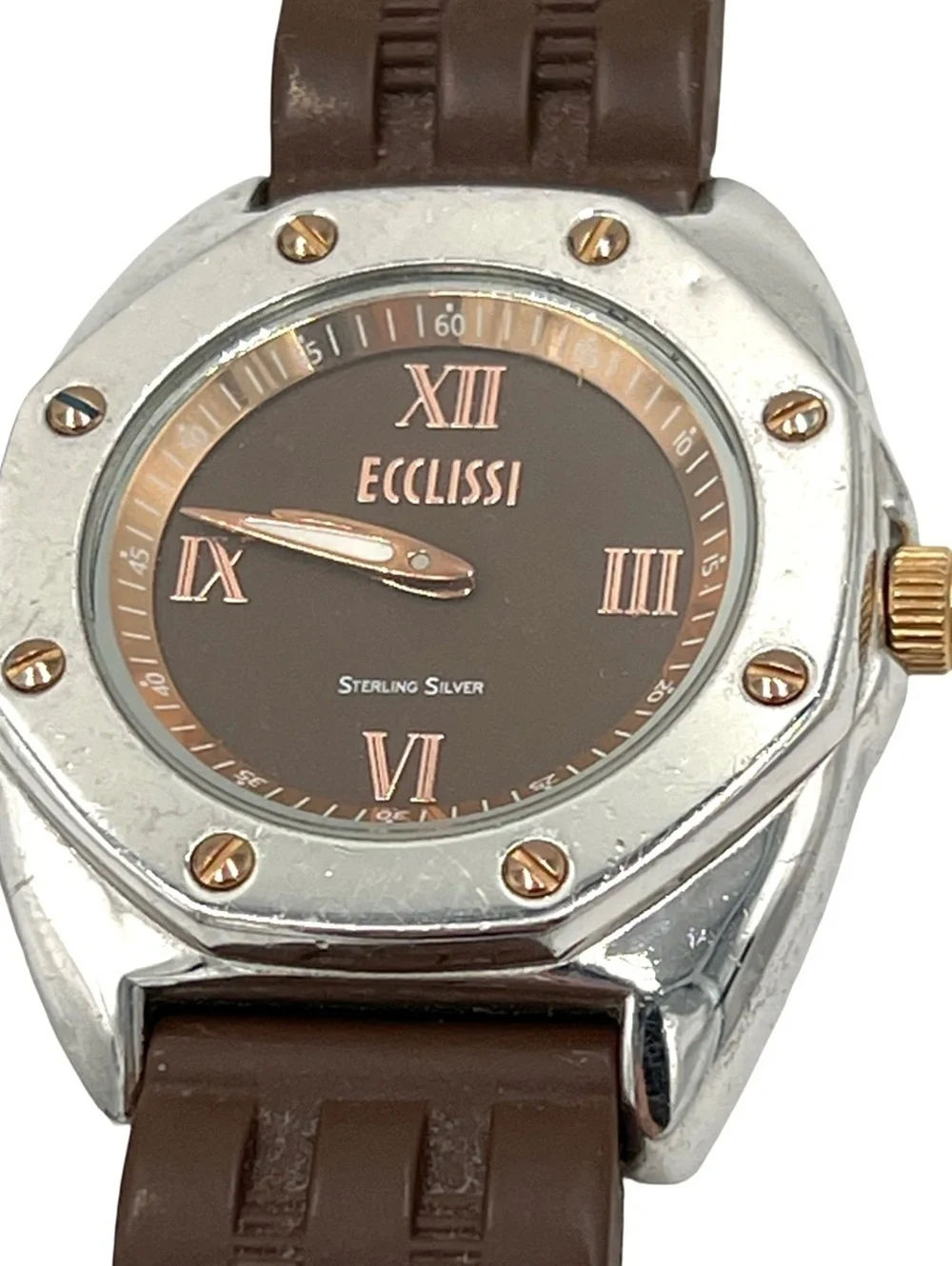 Ecclissi Sterling silver 23976 Chocolate Brown Rubber Band